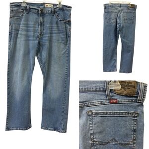 Y2K Wrangler Relaxed Denim Boot Cut 5 Pocket Stretch Blue Jeans Mens 36 x 30